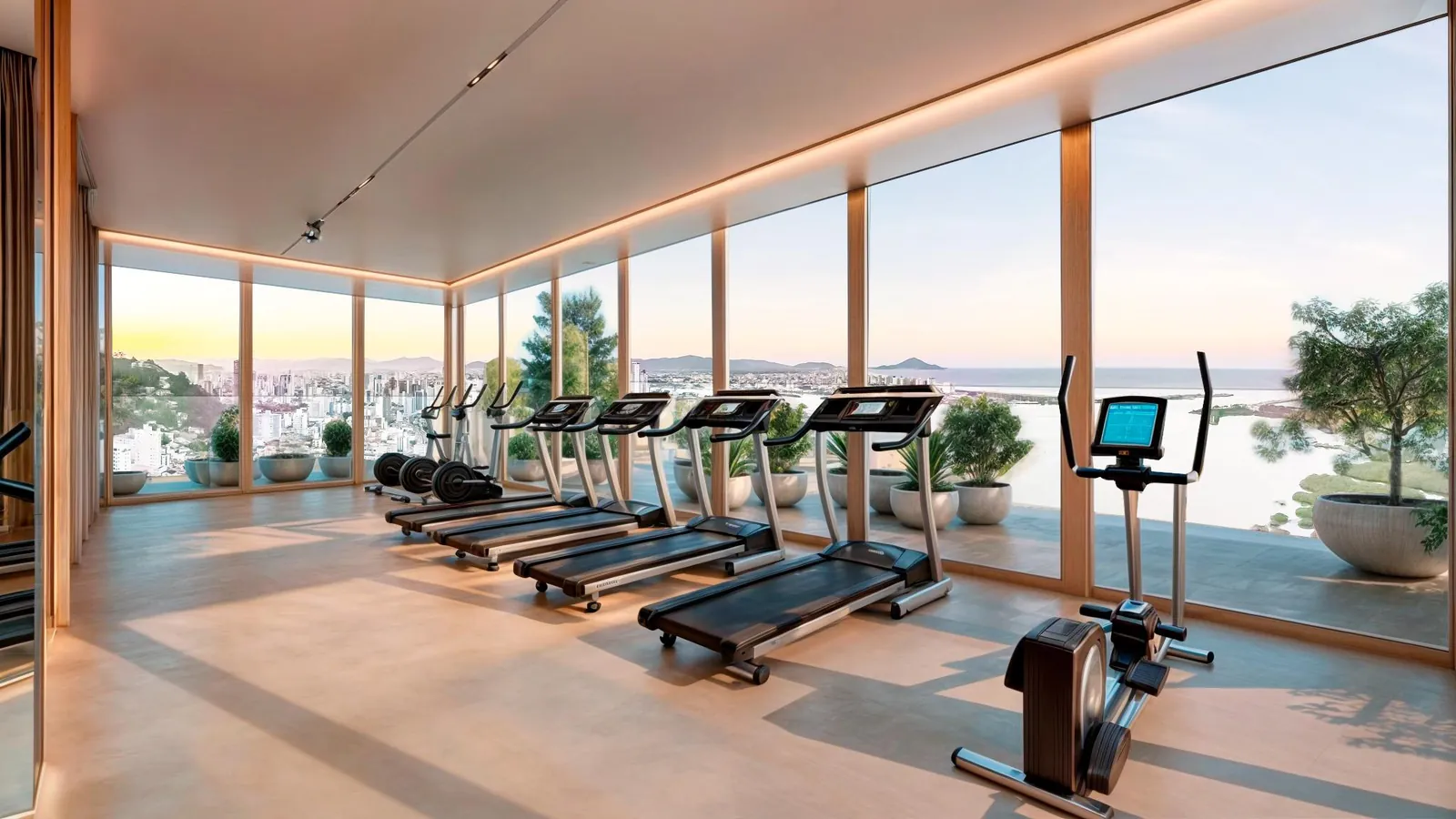 Academia com vista panorâmica no rooftop