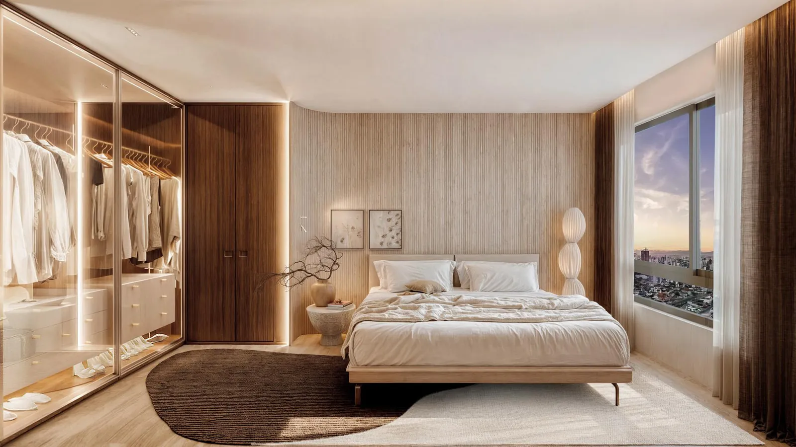 Suíte master do apartamento de 140 m²